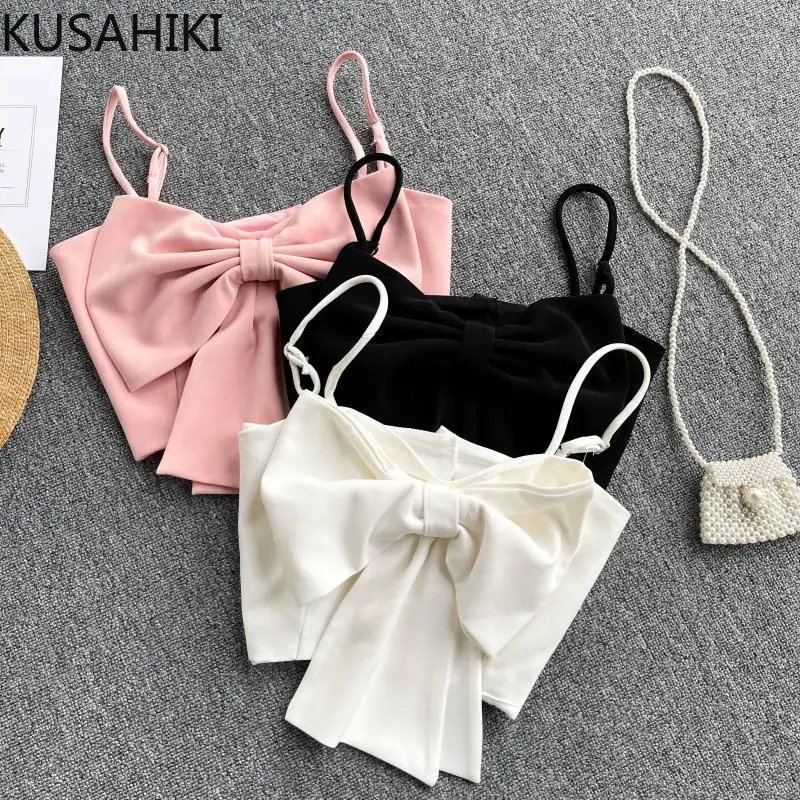 Майка женская с бантом V-образным вырезом и открытой спиной 6G331 2021 | Женская одежда