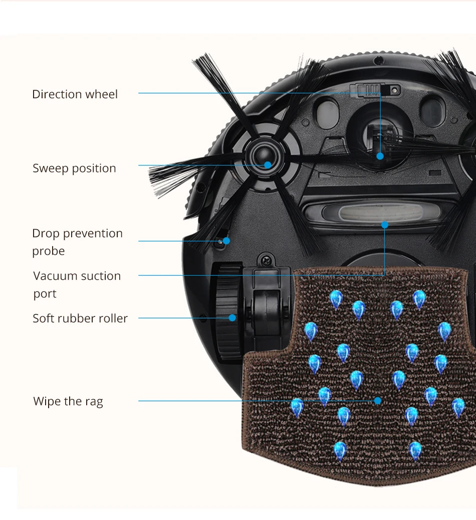 Робот-пылесос развертка и влажная Швабра одновременно для твердых полов и ковров, Пылезащитная стерилизация смарт-планировка