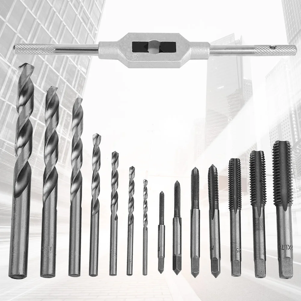 15pcs Wear Resistant Metric Drill Thread Cutting Alloy Steel Multifunction Combination Maintenance Hand Tool Tap Die Set