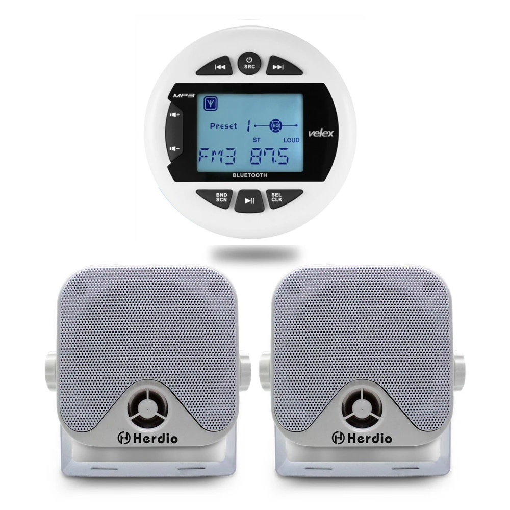 Морской Bluetooth стерео Лодка Радио цифровой медиа аудио FM AM MP3 плеер + 4 дюйма морской