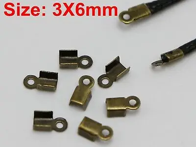 

1000 Bronze Necklace Cord Crimp End Caps With Loop 3X6mm