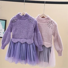 Осенне-зимнее винтажное платье для девочек модное праздничное свадебное платье с цветочным узором для девочек на свадьбу, платье принцессы с длинными рукавами для девочек