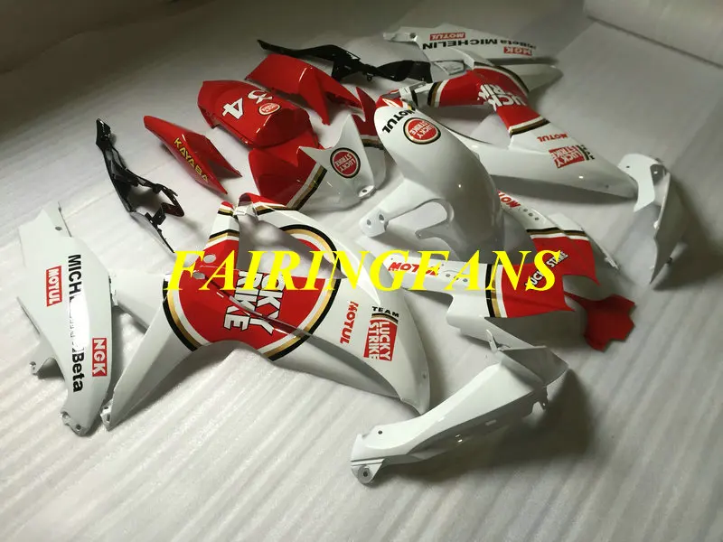 Литья под давлением обтекатель комплект для GSXR600 750 K8 08 09 GSXR 600 GSXR750 2008 2009 ABS белый красный Обтекатели Кузов+ подарки SA62