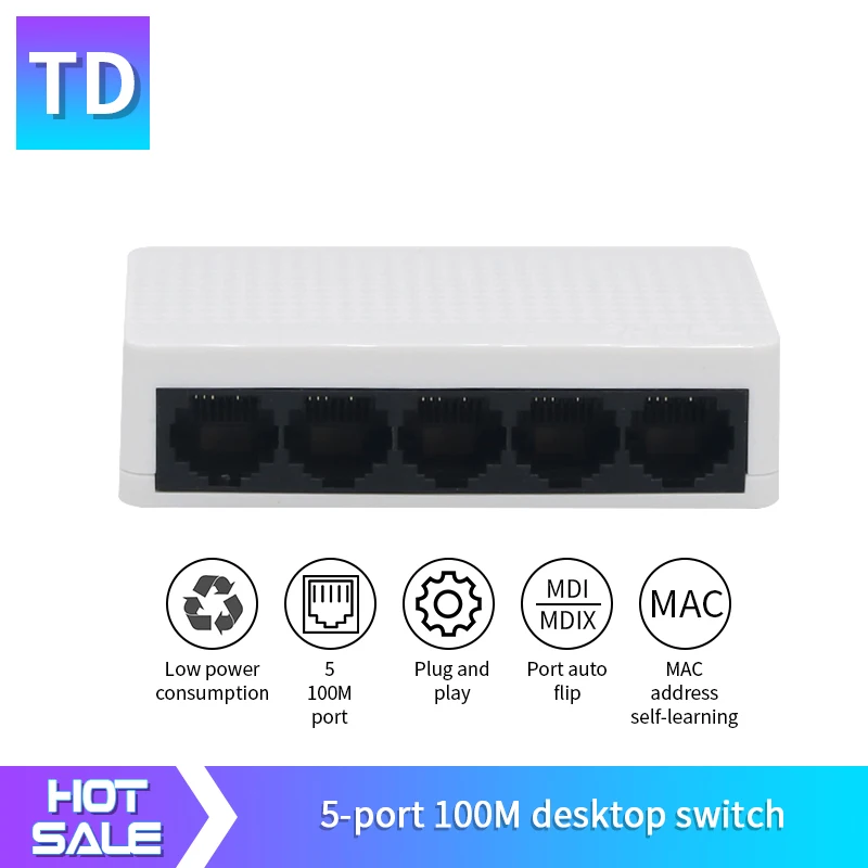Сетевой коммутатор TD GLS105 10/100 м 5*10/100 порты RJ45 прерыватели с поддержкой порта ethernet