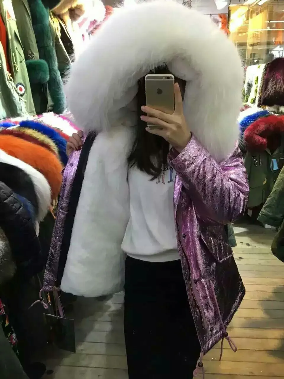 

AliExpress for meifng Metal Color Purple Waterproof Large Size WOMEN'S Wadded Jacket Large Raccoon Fur Collar
