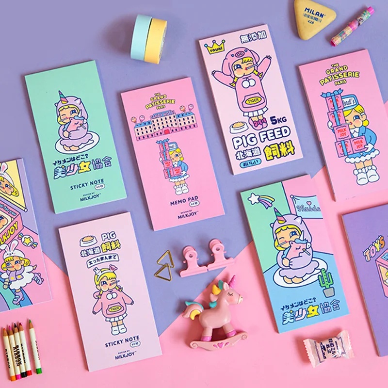 

DIY Cute cartoon Pink Series Sticky Note Scrapbooking journal Project Making Memo Happy Planner Week Message