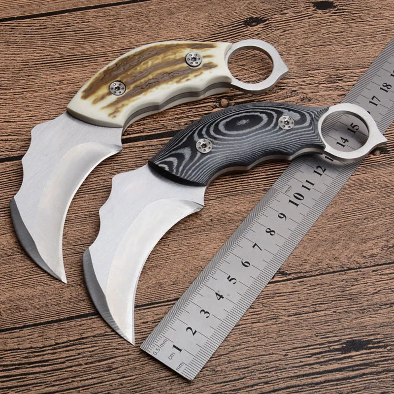 Острый нож Karambit, нож с фиксированным лезвием для выживания, нож-коготь 440C из стали для кемпинга, охоты, боевых тактических ножей+ оболочка из АБС-пластика