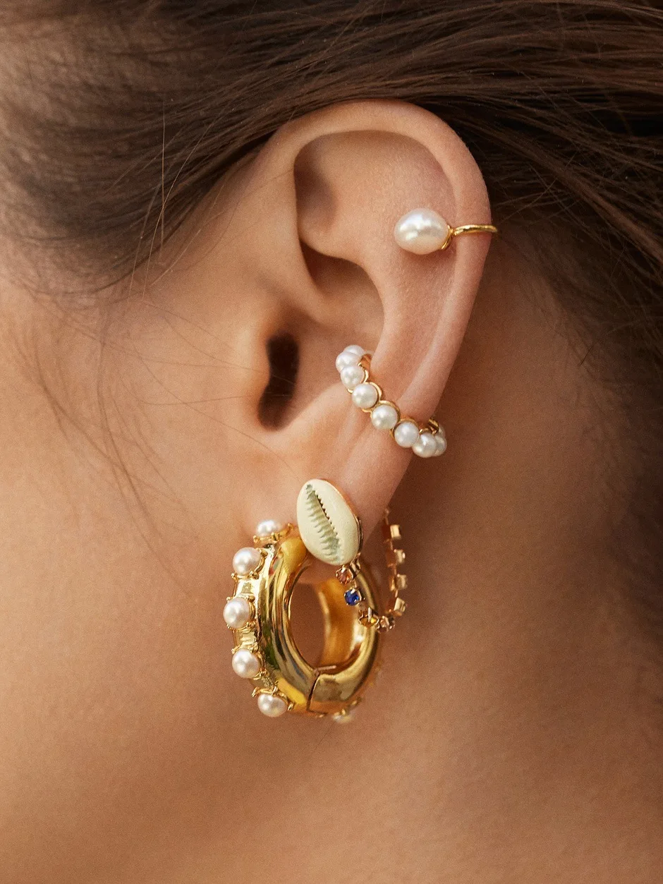 New trend rainbow bagutte earcuff jewelry T zircon ear cuff for women C shape no piercing nickel free clip on earrings