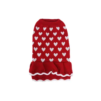 

New Puppy Dog Clothes Pet Cat Teddy Costume Red Love Heart Dog Sweater Christmas New Year Pets Clothes Dress