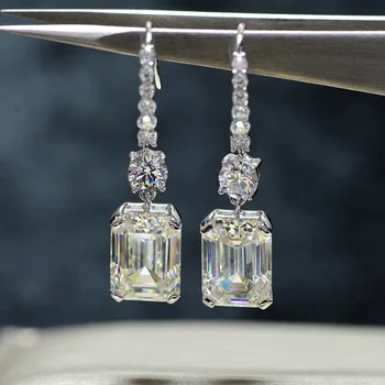 

Women white stone dangle earrings real 925 sterling silver jewelry for ladies party