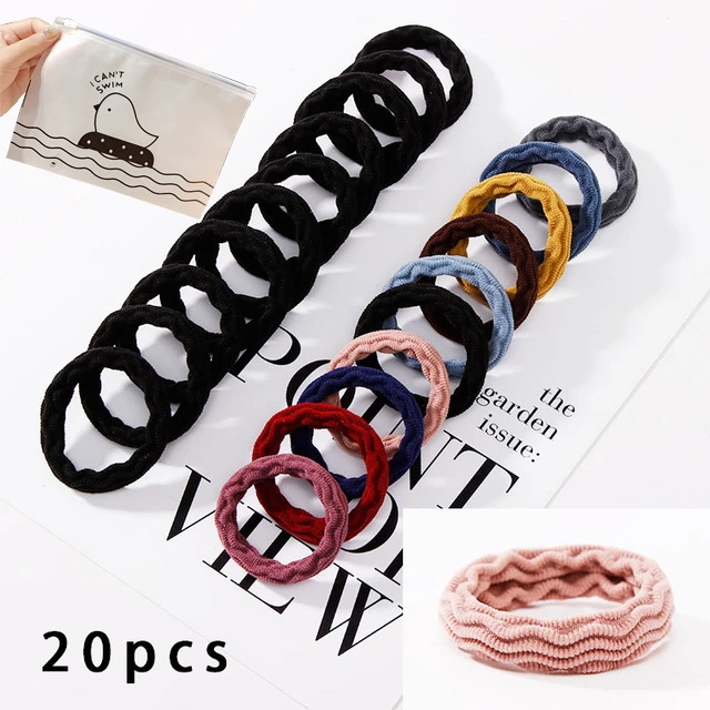 black with colors 4 10pcs/Set New Women Basic Crude Elastic Hair Bands Ponytail Holder Scrunchie Headband Rubber Bands Fashion Hair Accessories - Цвет: black with colors 4