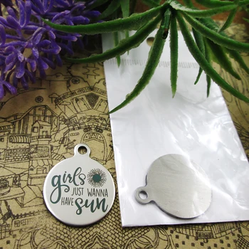 

20pcs--"Girls Just Wanna Have Sun"stainless steel charms 5 styles for choosing DIY Charms for necklace bracelets