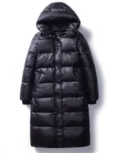 2022 Winter Down Cotton Jackets Women's Clothes Long Parkas Slim Hooded Warm Winter Coats Female Black Overcoats V1162 