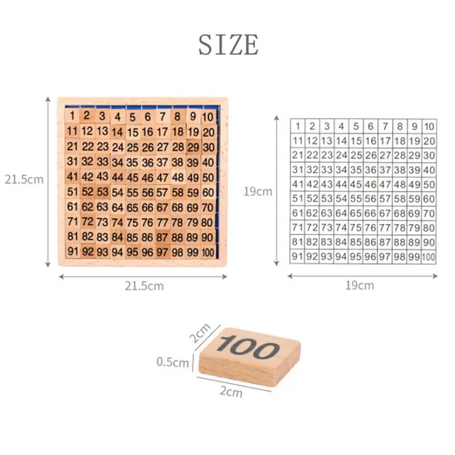 1Set Wooden Montessori Hundred Board Math 1 to 100  3