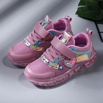 

Travel Shoes Children Girls Sport Running Sneakers Shoes Breathable Candy Colors Sweet Pink Purple Wear Resistant SD067