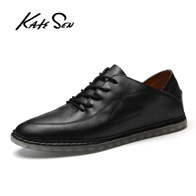 

KATESEN Men Shoes Genuine Leather Shoes Fashion casual shoes For Men Designer Shoes Casual Breathable Big Size Comfort Loafers
