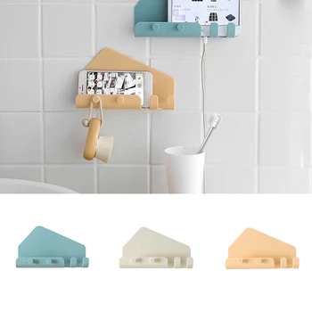 

Mobile Phone Tablet Charging Bracket Door Rear Bedroom Seamless Storage Hook Large Paste Storage Rack Wall Shelf