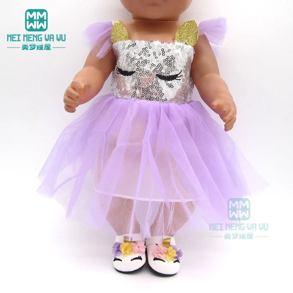 Кукла Одежда Единорог блестками Принцесса платье розовый, розовый, красный, белый для 18 дюймов американский и 43 см Новая кукла нашего поколения