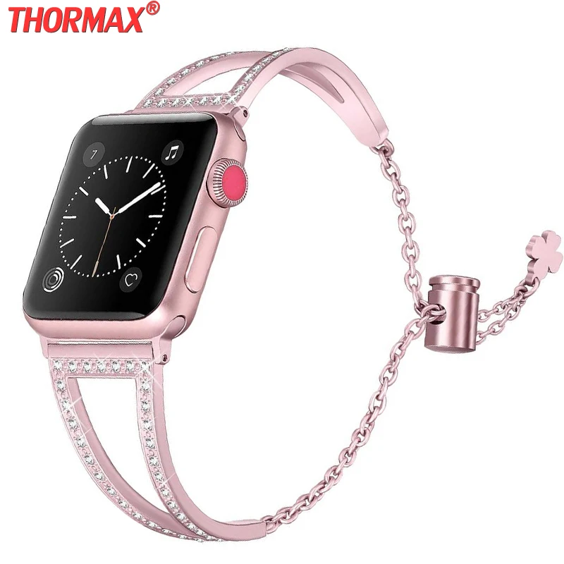 Браслет из нержавеющей стали для Apple Watch 40 мм 38 блестящий браслет Iwatch Series 5/4/3/2