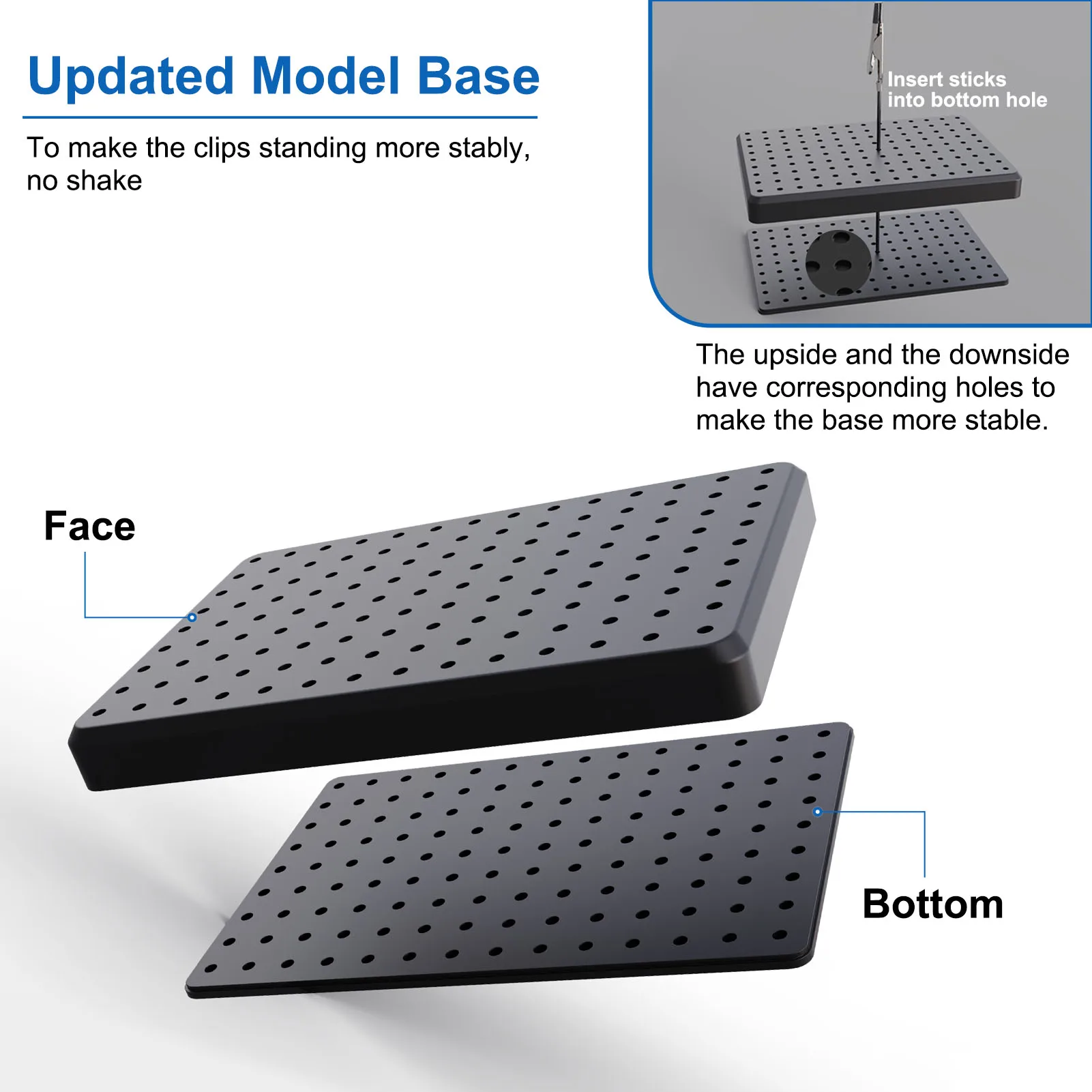 14X9 Holes Painting Stand Base 10pcs 20pcs Alligator Clips Rubber Cover Set Updated Modeling Tools Evemodel GJJC09 plastic round bases,plastic bases,model repair tool set,miniatures base