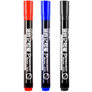 

3pcs Permanent Marker pen set Black Blue Red color Waterproof Oil ink on CD fabric paper metal ceramic wood Office School E6842