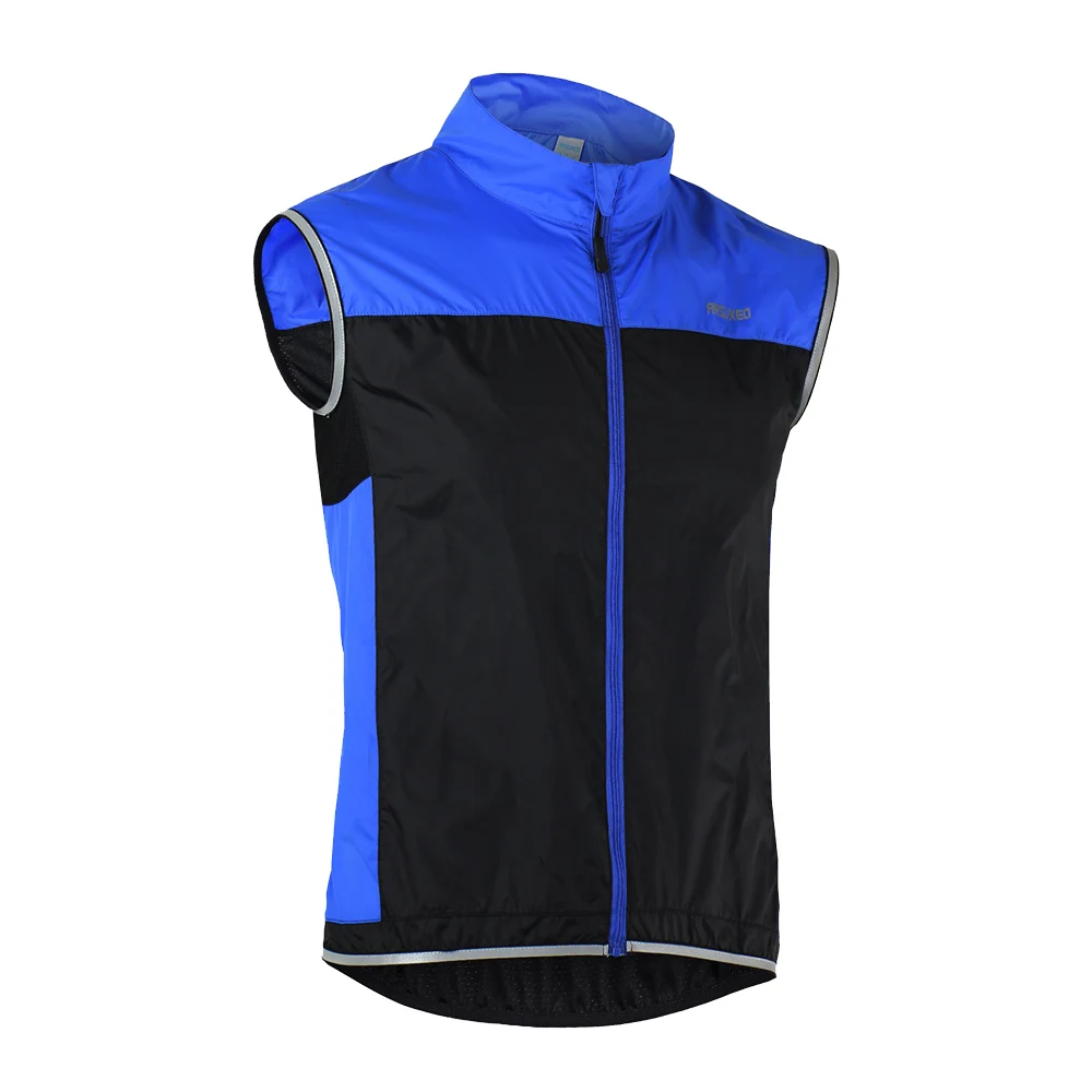 ARSUXEO Мужская ультратонкая легкая куртка без рукавов для бега, велоспорта, велосипедного жилета, ветрозащитная