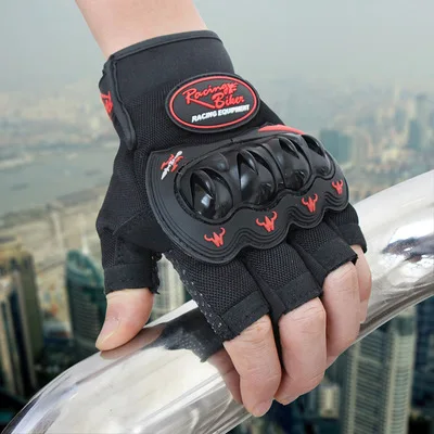 Велосипедные перчатки на полпальца, велосипедные тактические перчатки, перчатки для верховой езды с защитой рук, В рыцарском стиле, амортизация, дышащие - Цвет: Red