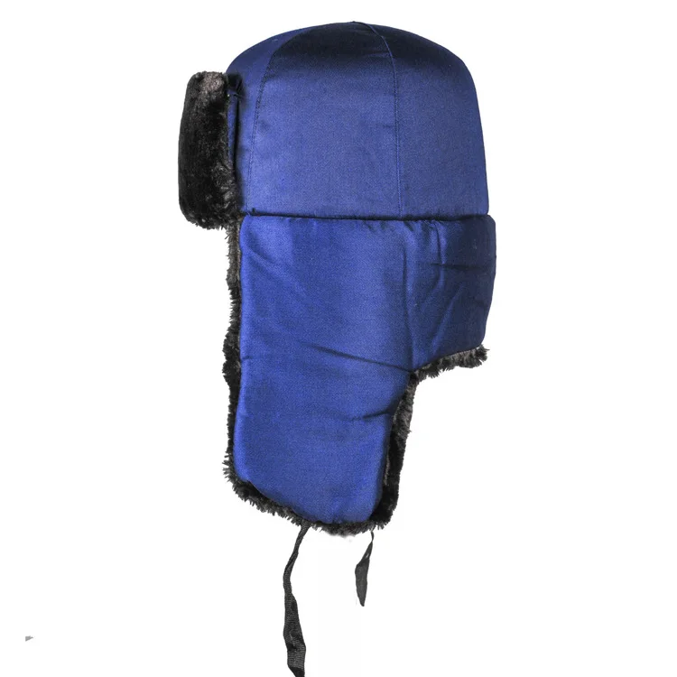 Морозостойкий короткий бархат плюс толстый холодный шлем хлопок жесткая шляпа синяя ткань поверхность с ушными отверстиями