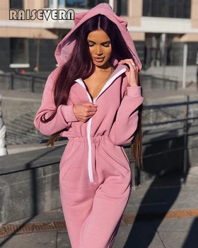 

Women Sexy Jumpsuit Long Sleeve High Waist Jumpsuit Hoodies Street Wear Female Zipped Up Jumpsuit Romper Sport Playsuits