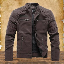 Aliexpress - Winter Hot Selling Men Fleece Leather Jackets 2021 Men Fashion Embroidery Motorcycle Jackets Male Quality Thick Bomber Outwear