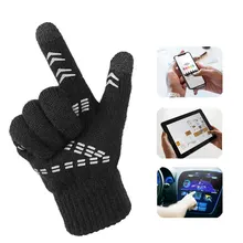 Перчатки на полный палец, утолщенные шерстяные кашемировые перчатки для смартфона, планшета, 1 шт., мужские зимние теплые вязаные перчатки, гибкие