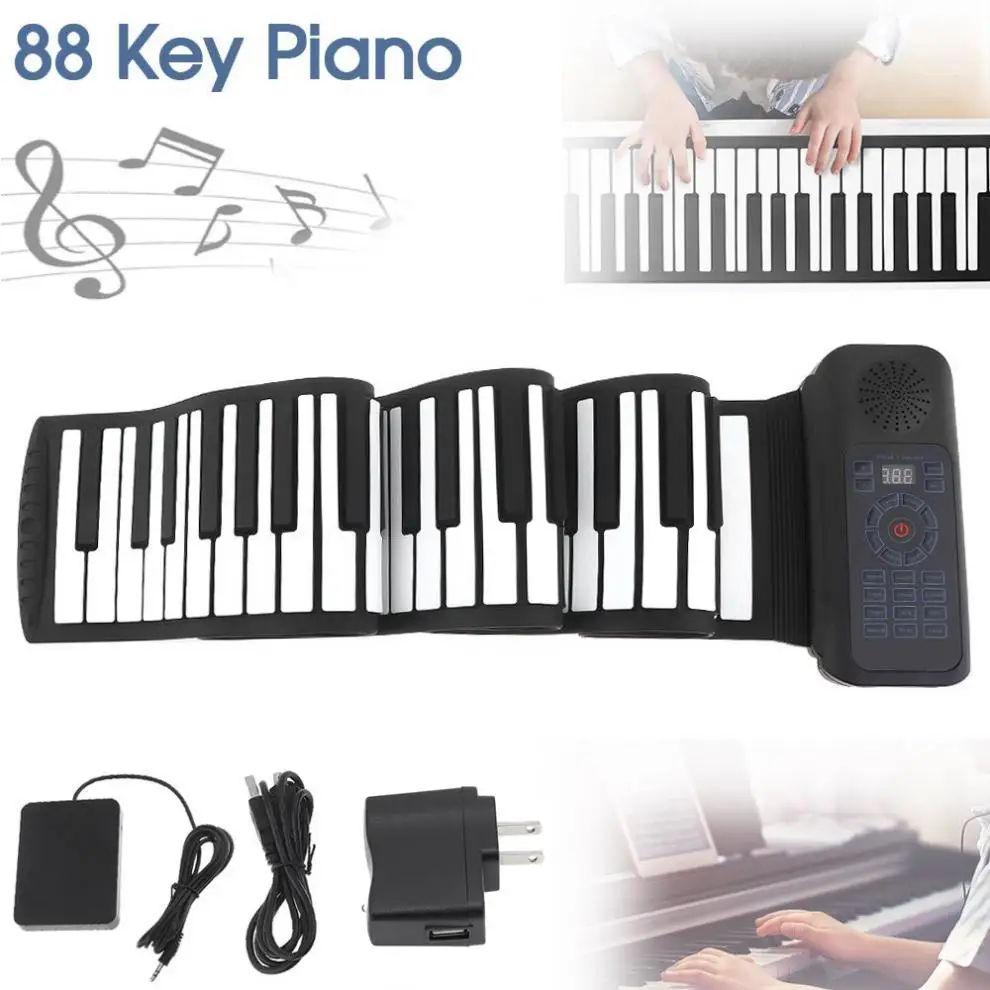 88 Keys MIDI Roll Up Piano Electronic Portable Silicone Flexible Keyboard Organ Built-in Speaker with Sustain Pedal Hot | Спорт и