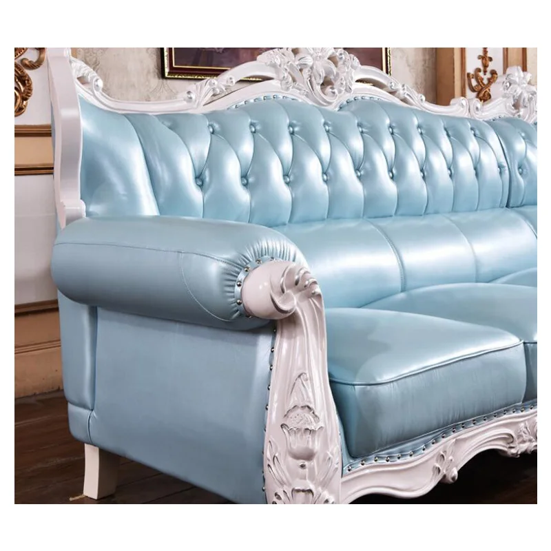 Высококачественная Европейская старинная для гостиной диван мебель из натуральной кожи xhs005