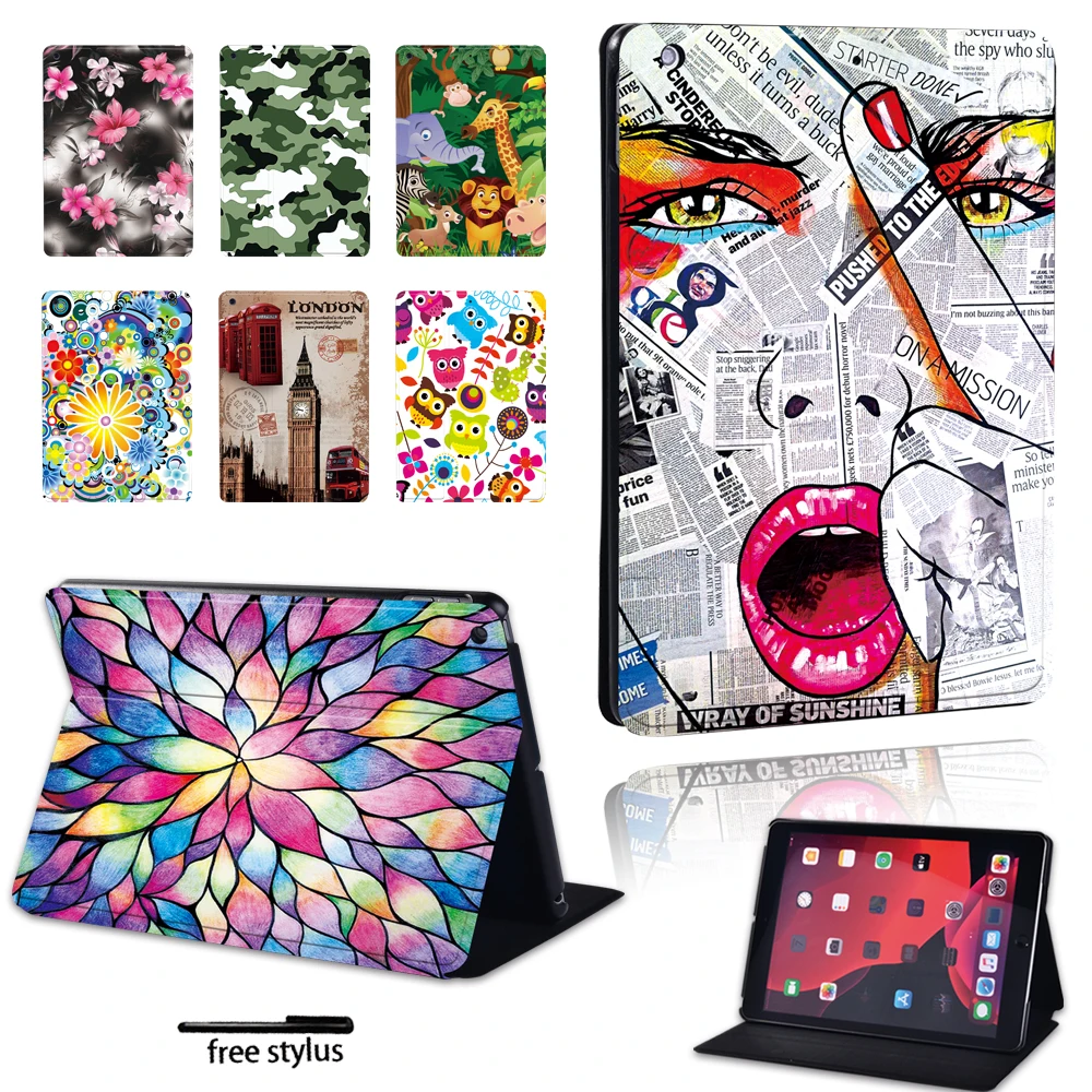 

New Tablet Case for AApple IPad 8 2020 10.2 Inch High Quality Soft Leather Flip Stand Tablet Cover Case(Old Image Series) + Pen
