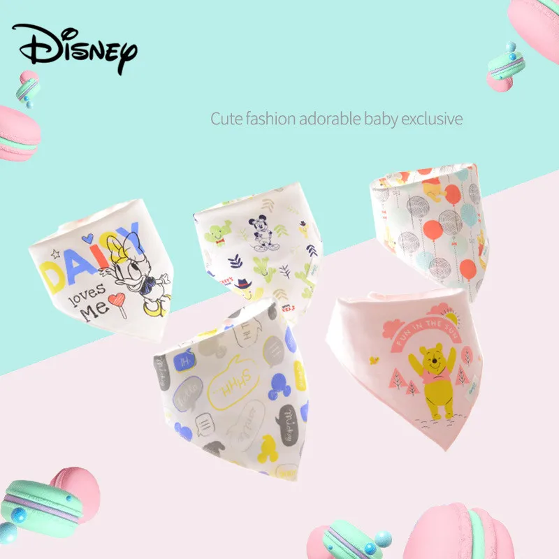 

Disney baby saliva towel cotton bib new cartoon baby bib double triangle towel for dinner