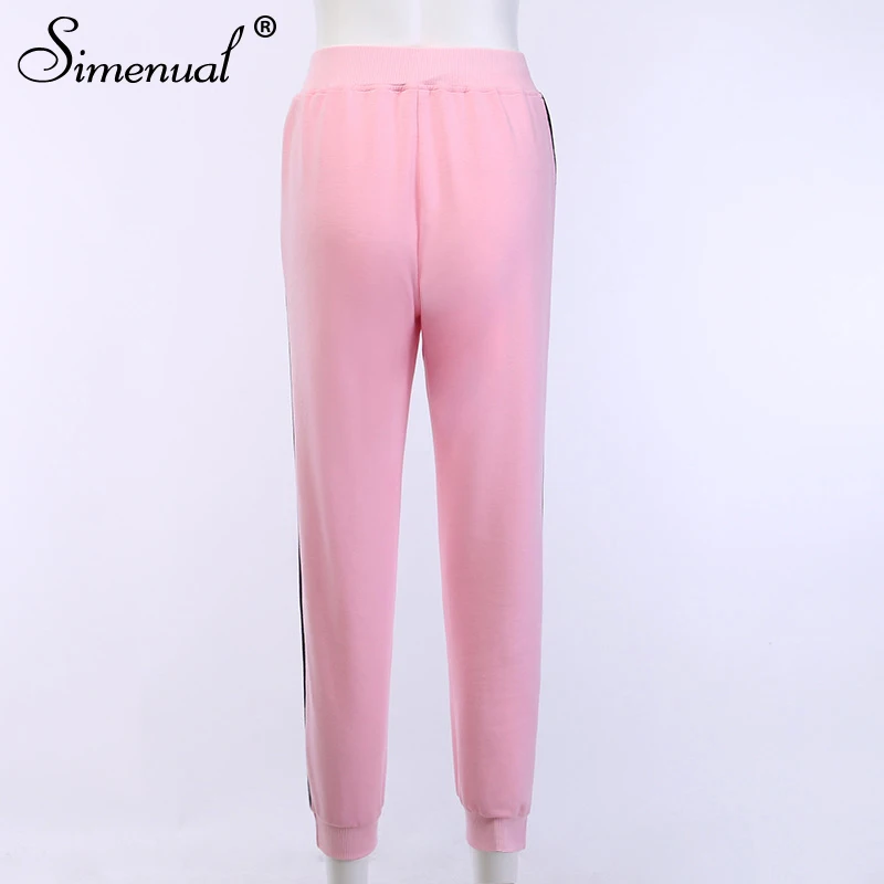 Simenual, повседневные спортивные однотонные женские спортивные штаны, модные штаны с боковой полоской и завязками, штаны для тренировок и активного отдыха, обтягивающие розовые брюки-карандаш