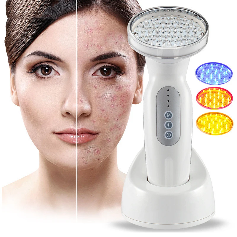 3 Color LED Photon Beauty Device Skin Rejuvenation Reduce Wrinkles Remove Freckle Introducting Port