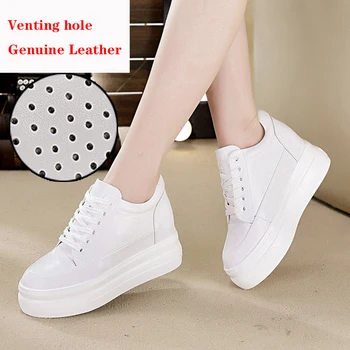 

2019 winter women's plus velvet sneakers leather thick bottom increased with casual students women's shoes walking shoes ZZ-41