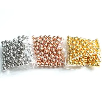 

Ice River S925 Sterling Silver Round Beads for Bracelet Necklace DIY Handmade Jewelry Making Charm Big Hole Rose Gold Bead 50pcs