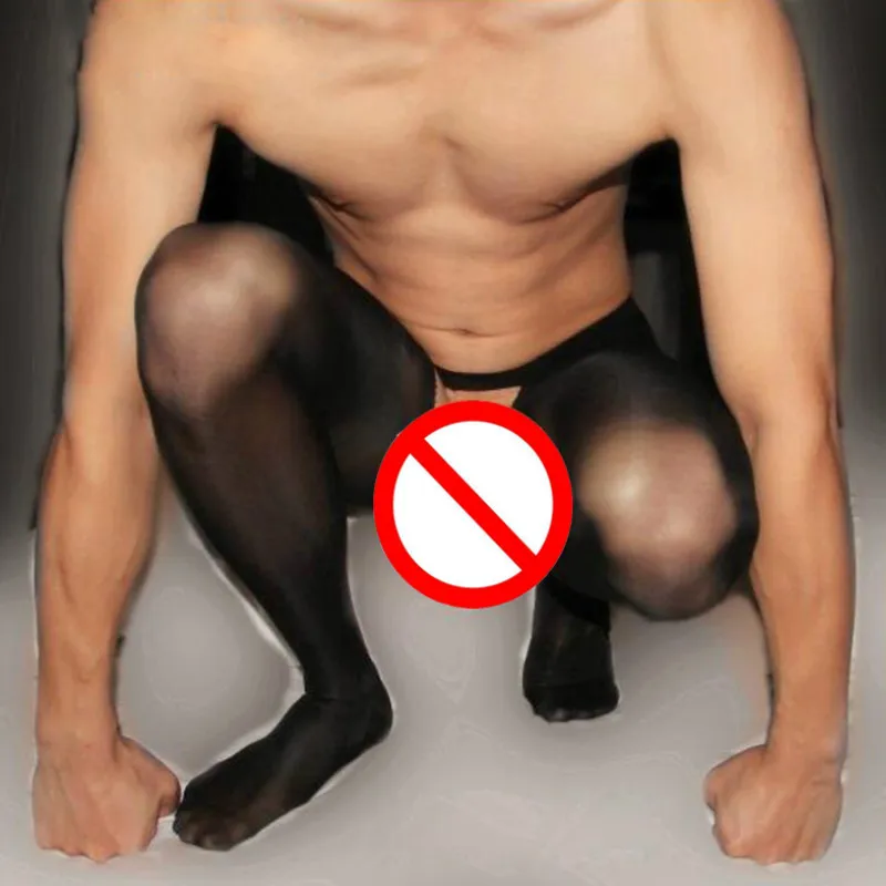 Men Stockings Mens Pantyhose Tights for Slim Man Sexy Lingerie Male Pantyhose Exotic Open Crotch Stockings Mens Night Club Underwear Sex Product Collants