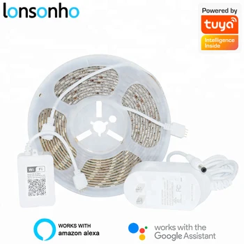 

Lonsonho Tuya Smart WiFi Led Strip Lights Strips RGB 12V Room Light Ambilight 5M Waterproof Compatible Alexa Google Home