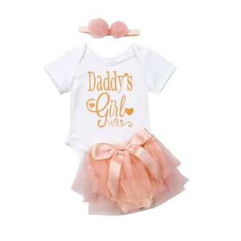 

Newborn Infant Baby Girl 0-24M Clothes Sets Romper Jumpsuit+Pink Lace Tutu Shorts+Headband Outfits Set