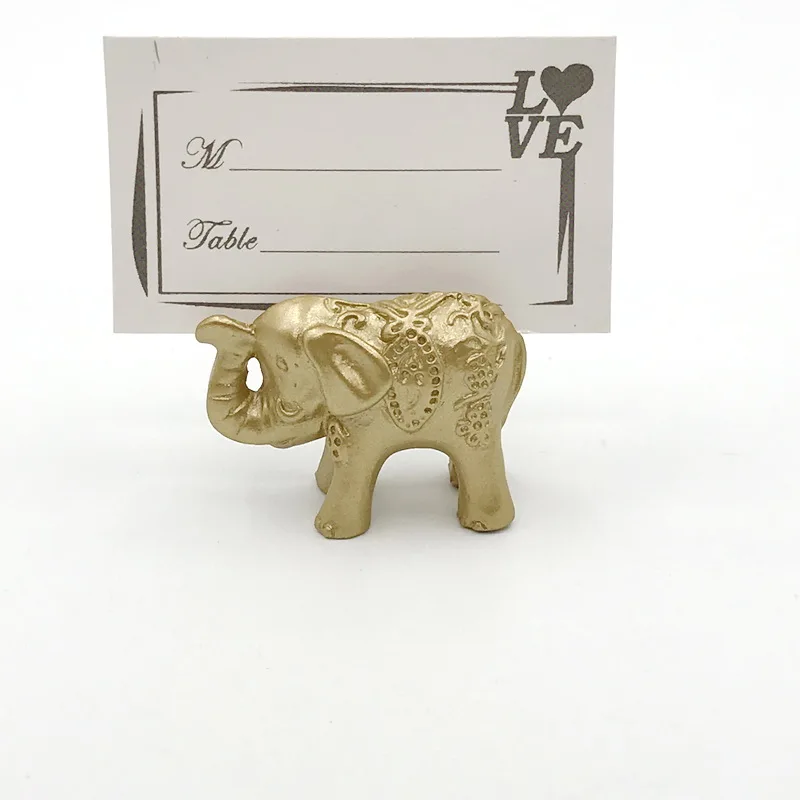 12pcs Gold Lucky Elephant Place Card Holders Name Photo Holder Wedding