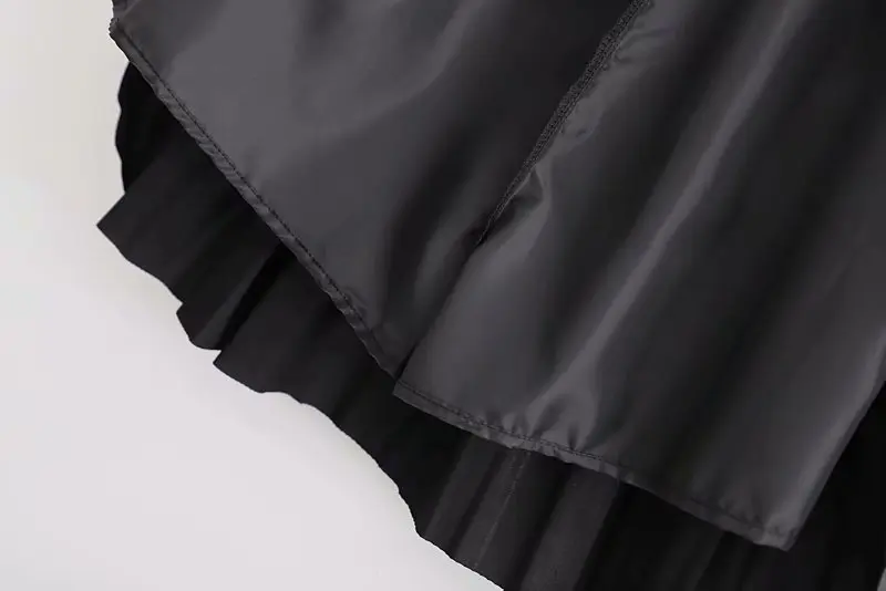 Прямая поставка, Повседневная элегантная эластичная талия, faldas mujer moda, Черная Женская юбка из искусственной кожи с рюшами, винтажная плиссированная в стиле Сайи