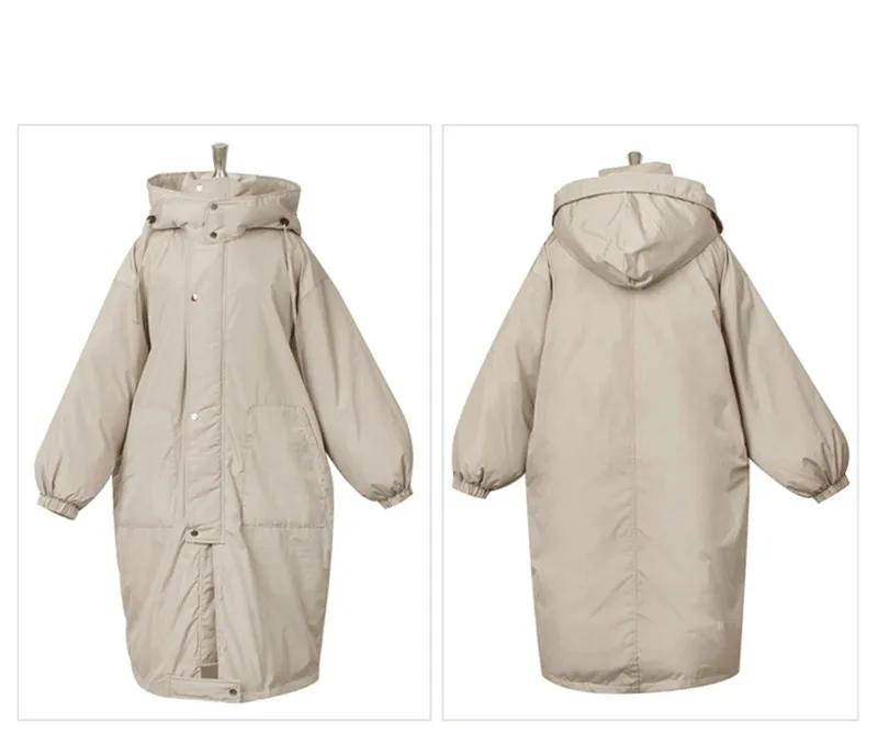 Cocoon стиль Длинная женская зимняя куртка негабаритных пальто с капюшоном утепленная куртка Женское пальто пуховые хлопковые зимние парки, пальто C5783