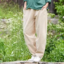 Брюки Слаксы из хлопка и льна с эластичным поясом|linen wide leg pants|wide