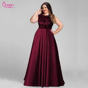 

Evening Dress A-line Long Dress Plus Size Elegant Evening Party Gowns with Zipper Back Belt Wedding Guest 2020 Queen Abby