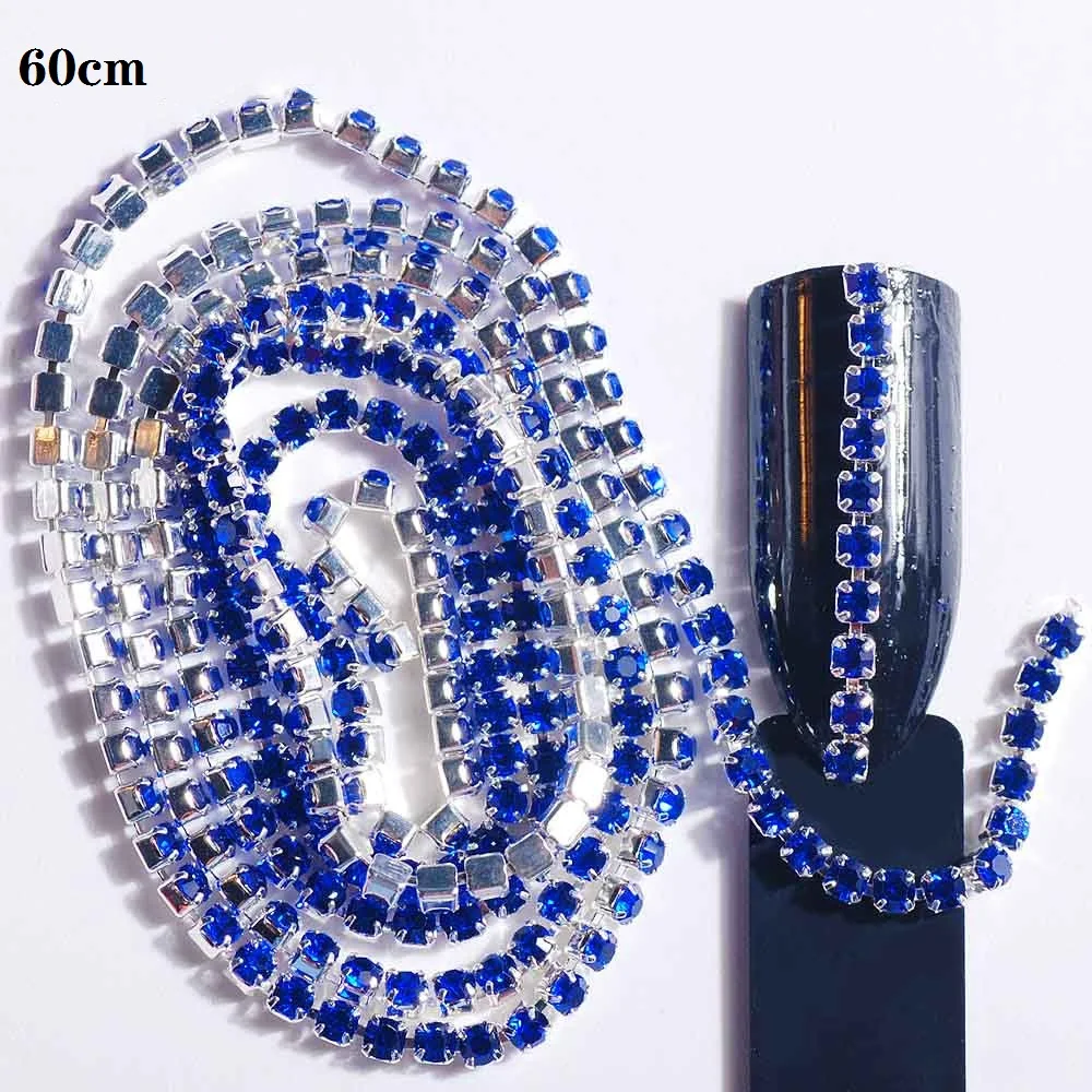 16 1PC Nail Chains SS6 2mm Single Claw Alloy Rhinestone Design 3D DIY Nail Accessories Rhinestone Design Nail Art Decoration - Color: 16