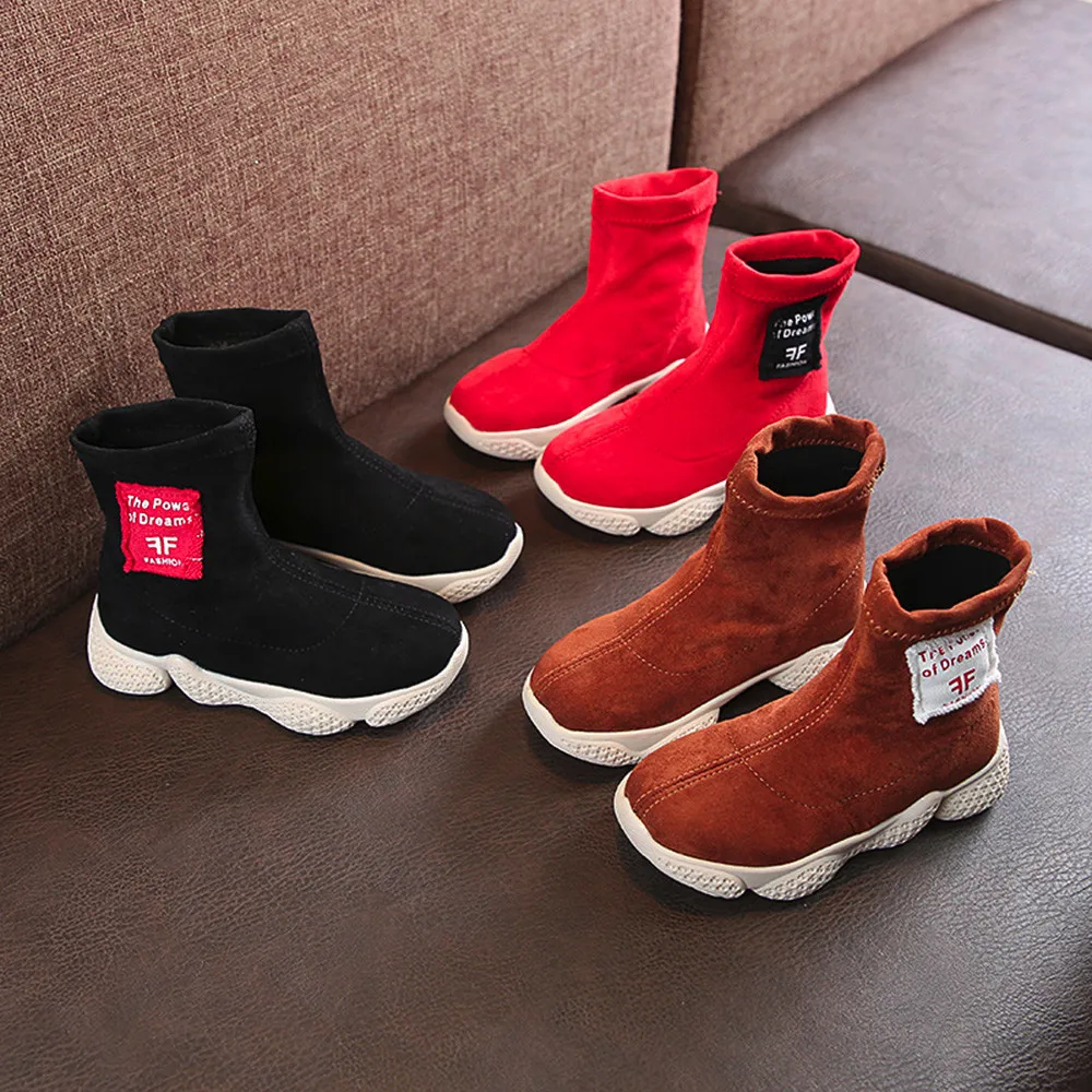 Kid Toddler Baby Boys Girls Letter Print Warm Ankle Boots Sport Shoes Sneaker Children's High Boots