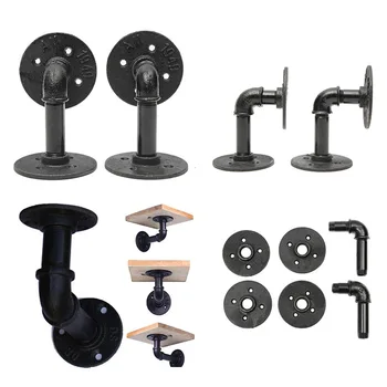 

1/2PCS Black Retro Detachable Bracket Single Layer Iron Pipe Wall Storage Metal Water Pipe Bracket Home Decoration Wall Frame